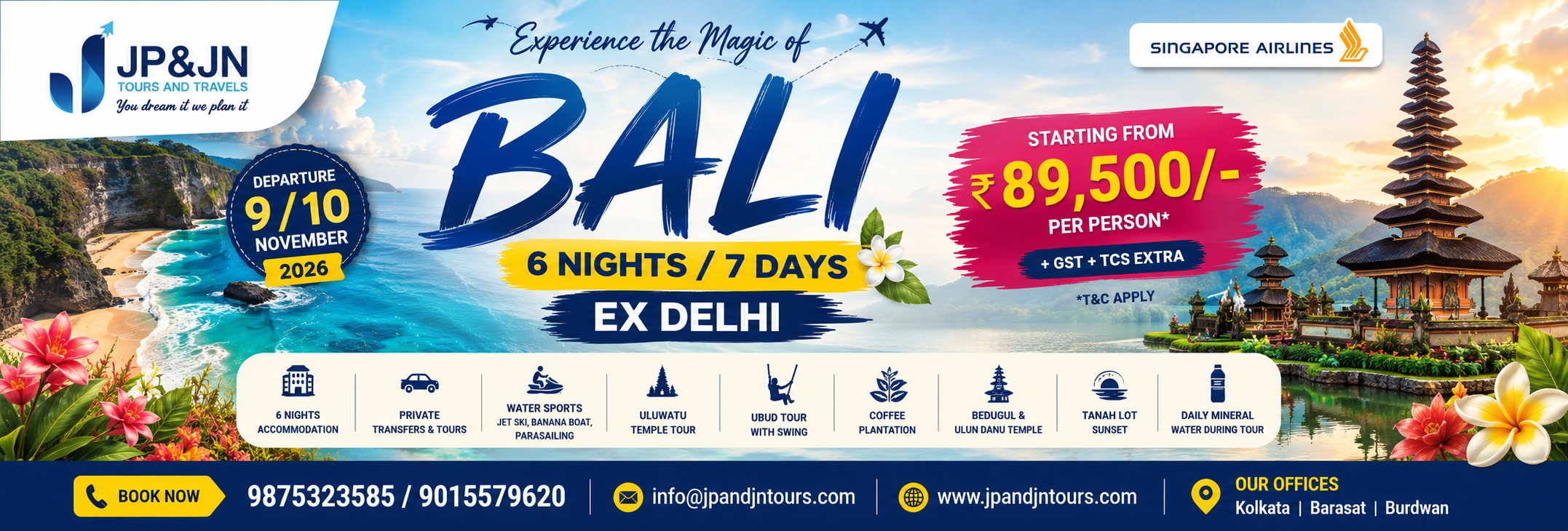Bali 6 Nights / 7 Days Group Departure from Delhi | Singapore Airlines | From ₹89,500